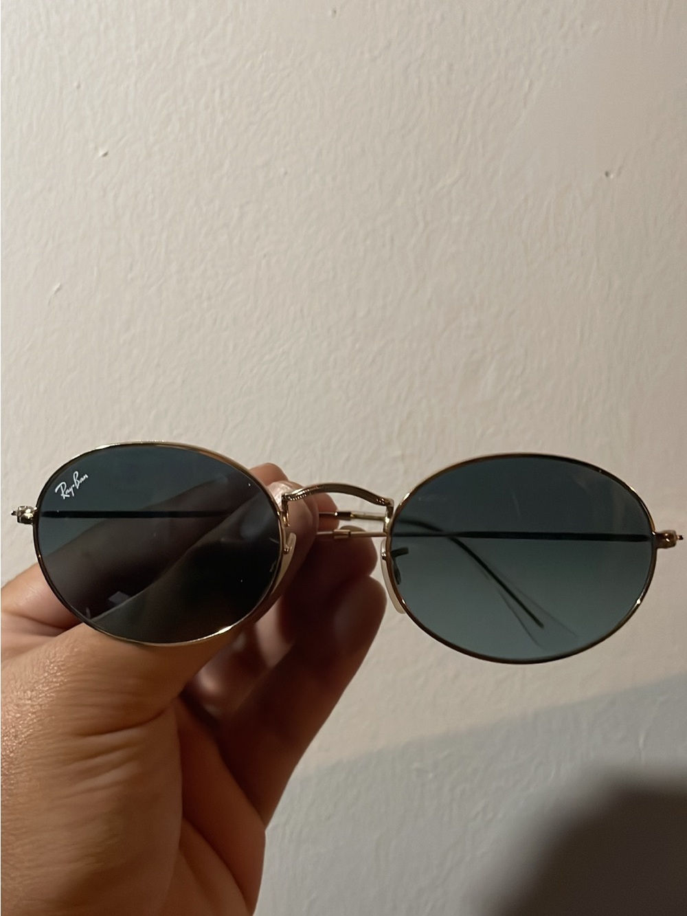 Ray-Ban Gold Frame Sunglasses with Dark Green Lenses